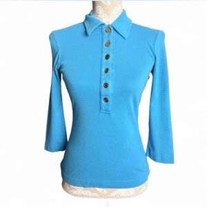Tory Burch Blue Gold Button Polo Shirt